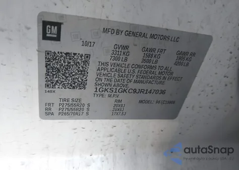 2018 GMC Yukon Xl Slt from USA, damaged, VIN 1GKS1GKC9JR147036